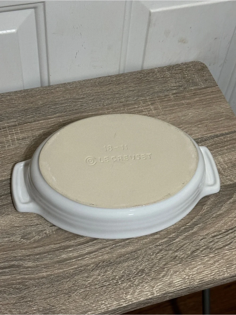Le Creuset White Oval Au Gratin Casserole Baking Dish w/Handles, #18-11 NEW